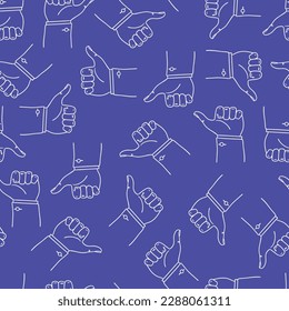 Thumbs up and down social media abstract hand drawn doodle sketch seamless pattern illustration