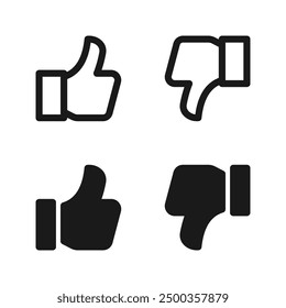 Thumbs up and thumbs down. Social media concept. Like and dislike. Vector illustration. color editable