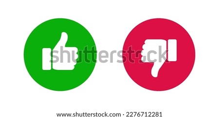 Thumbs up and thumbs down. Social media concept. Like and dislike. Vector illustration.