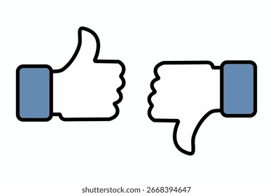 Pulgares hacia arriba y pulgares hacia abajo, conceptos de redes sociales 