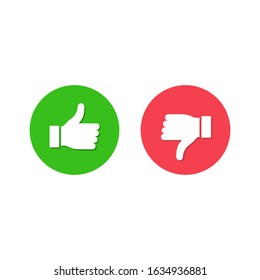 Thumbs up thumbs down symbol, Like and dislike icon isolated on circle. Vector.