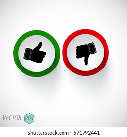 Thumbs up and Thumbs down symbol with long shadow