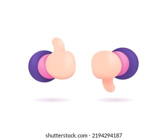thumbs up and thumbs down symbols. icons about like or dislike, good or bad, agree or disagree. hand gesture. 3d and realistic designs. graphic elements