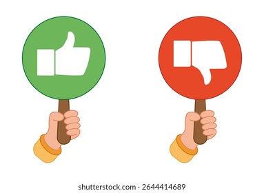 The thumbs up and thumbs down symbols indicate positive and negative reactions. Like and Dislike sign for voting or feedback. EPS10 vector illustrations