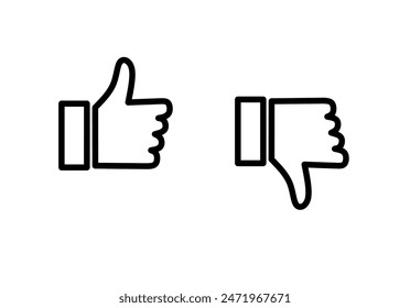 thumbs up and thumbs down symbols on white background.like and dislike icons
