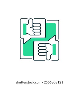 Thumbs Up and Down Two Tone Color Icon. linear style sign for mobile concept and web design. Outline vector icon.