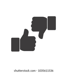 Thumbs up and thumbs down. Vector icon