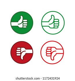 thumbs up and thumbs down, vector icon