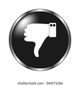 Thumbs down - vector icon; black button