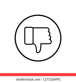 Thumbs down vector icon, dislike symbol. Simple, flat design for web or mobile app
