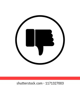 Thumbs down vector icon, dislike symbol. Simple, flat design for web or mobile app