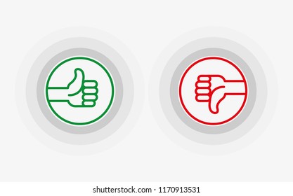 Thumbs up and down, vector icon, social media reaction