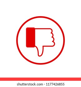 Thumbs down vector icon, unlike symbol. Simple, flat design for web or mobile app