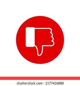 Thumbs down vector icon, unlike symbol. Simple, flat design for web or mobile app