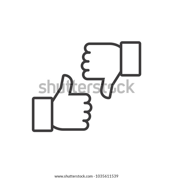 Thumbs up and thumbs\
down. Vector line icon