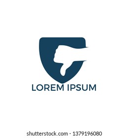 Thumbs down vector logo design. Dislike or disapproval sign icon. Hand finger down symbol.