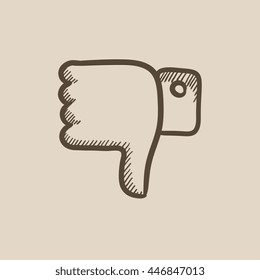 Thumbs down vector sketch icon isolated on background. Hand drawn Thumbs down icon. Thumbs down sketch icon for infographic, website or app.