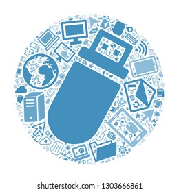 Thumbs drive and Computer icon, office and technology concept, vector file for EPS10