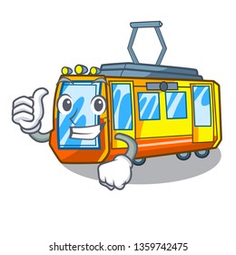 Thumbs up electric train isolated with the cartoon