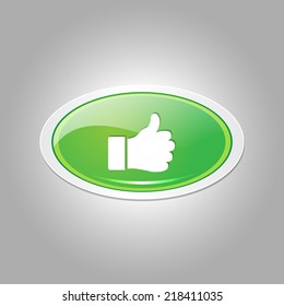 Thumbs Up Elliptical Vector Green Web Icon Button