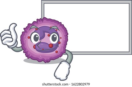 Thumbs up of eosinophil cell cartoon design with board