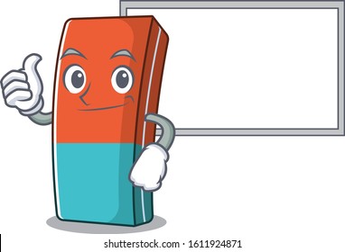 Thumbs up of eraser cartoon design with board