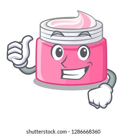 Thumbs up face cream in the cartoon form