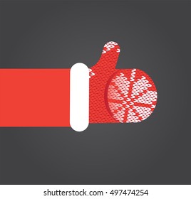 Thumbs up Father Christmas like it. Flat vector illustration