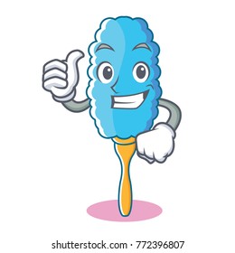 Thumbs up feather duster character cartoon