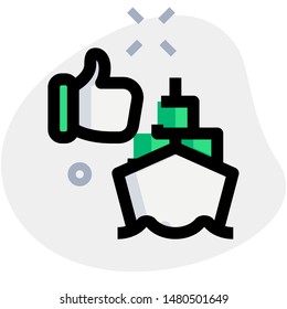 Thumbs up feedback for commercial cargo ship