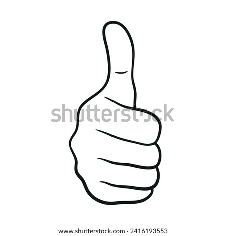 Thumbs up finger gesture hand drawn line drawing vector illustration. Satisfaction customer concept. Single line draw design vector graphic illustration.

