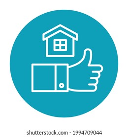 thumbs up finger up icon thin line building architecture good deal button buy sell pictogram app symbol home like it rent realtor