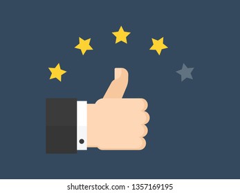 Thumbs up with five star rating.