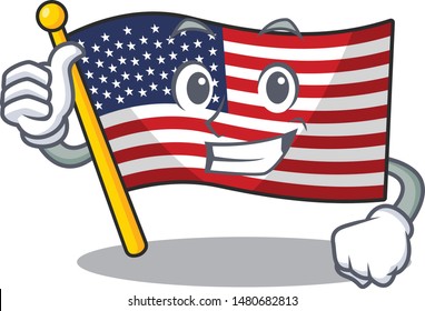 Thumbs up flag america with the mascot shape