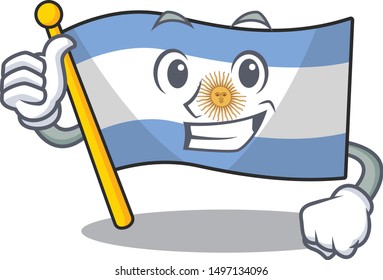 Thumbs up flag argentina isolated with the character