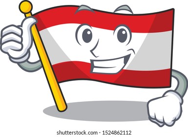 Thumbs up flag austria flying at cartoon pole