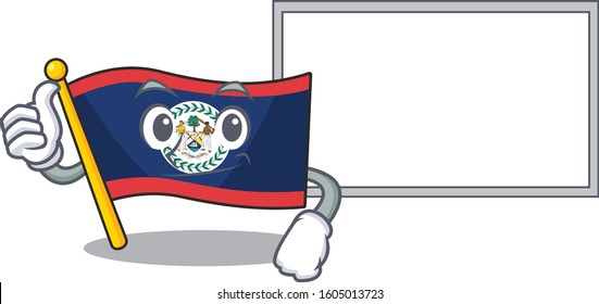 Thumbs up of flag belize cartoon design with board