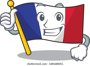 Thumbs up flag france isolated with the mascot