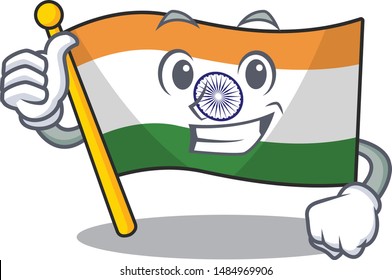 Thumbs up flag indian with the mascot shape