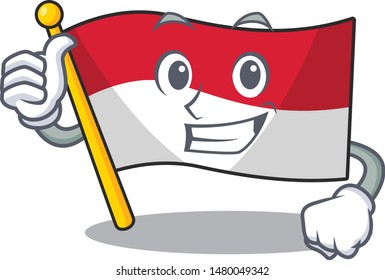 Thumbs up flag indonesia hoisted on cartoon poles