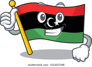 Thumbs up flag libya cartoon isolated the mascot