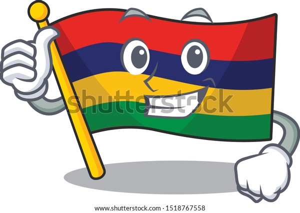 Thumbs Flag Mauritius Hoisted Above Cartoon Stock Vector (Royalty Free ...