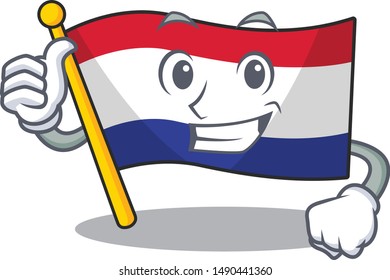 Thumbs up flag netherlands with the mascot shape
