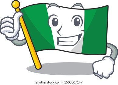 Thumbs up flag nigeria isolated in the character