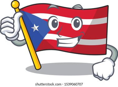 Thumbs up flag puerto rico with the character
