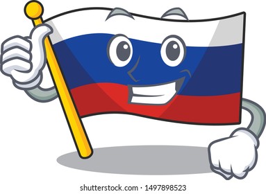 Thumbs up flag russian stored in cartoon cupboard