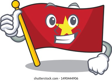 Thumbs up flag vietnam isolated with the character