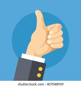 Thumbs up flat design concept. Vector illustration