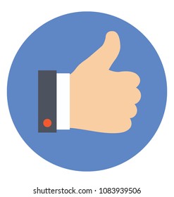 
Thumbs up flat design icon. Concept of appreciation or approved.
