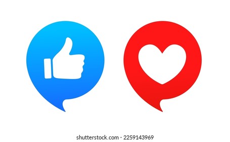 Thumbs up and thumbs up flat icon. I like it and I don't like it. Recommendation icons, good and bad choice labels. Vote web buttons with with man hand. Social media. Vector illustration